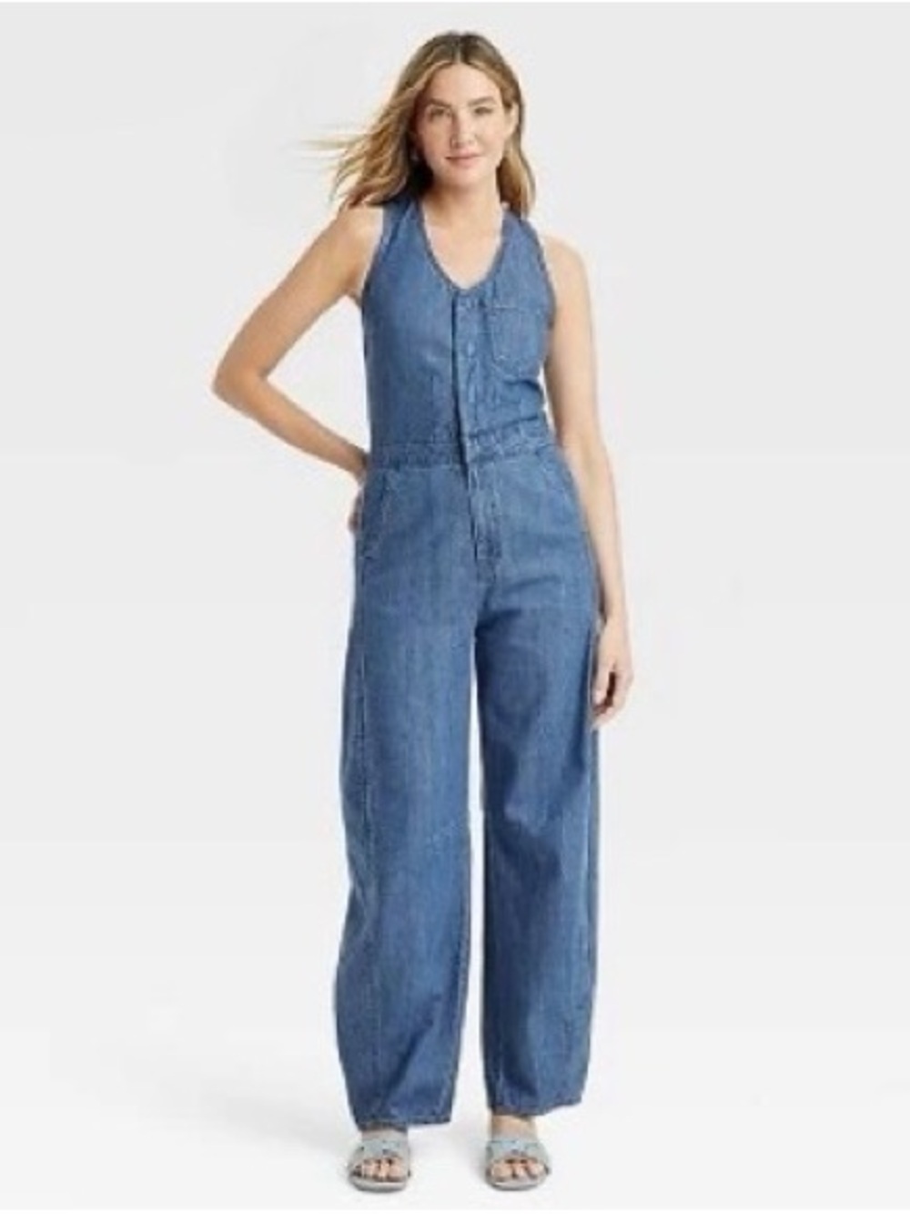 Universal Thread Sleeveless Denim Jumpsuit in Blue